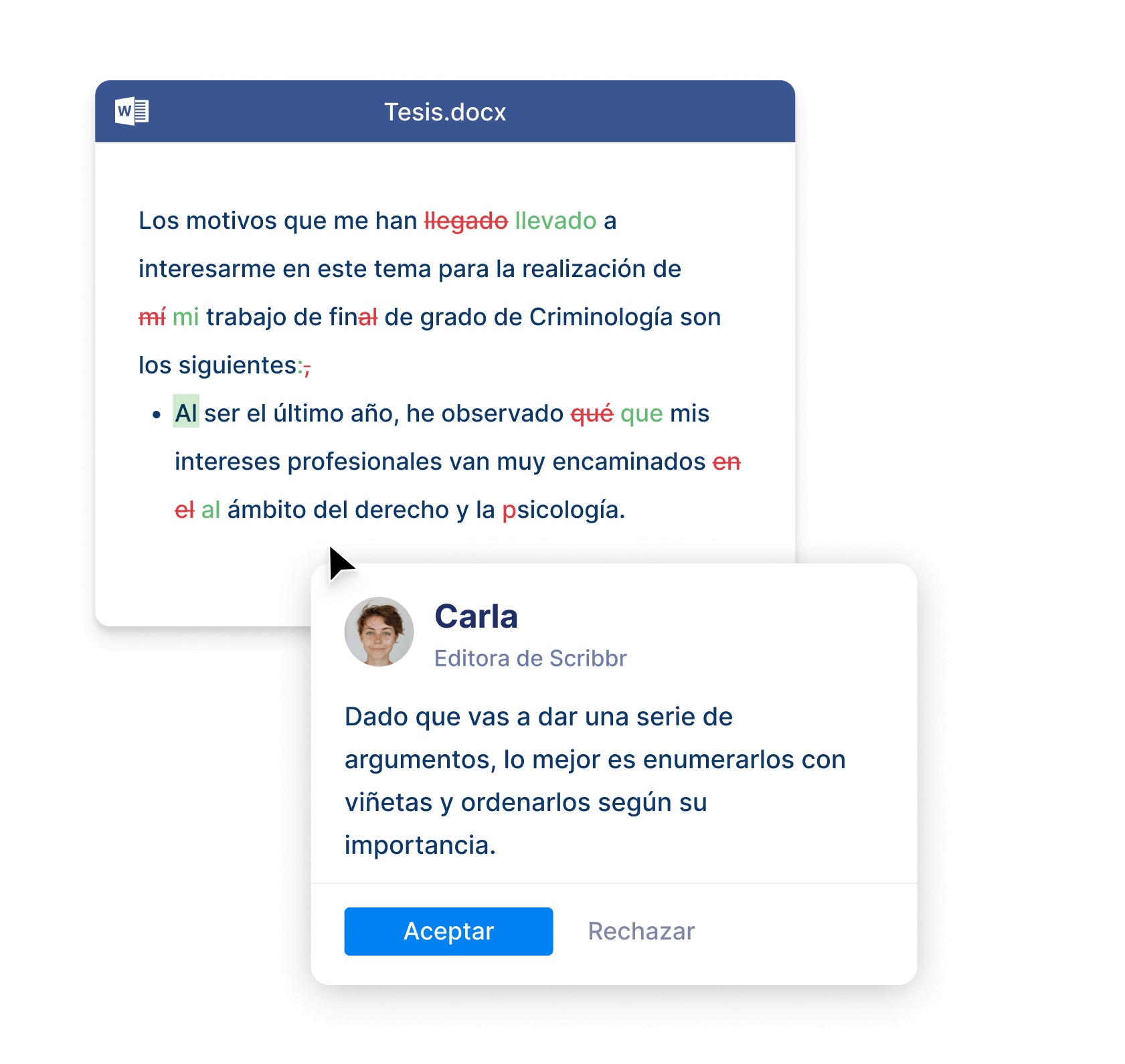 Servicios de corrección de trabajos académicos.